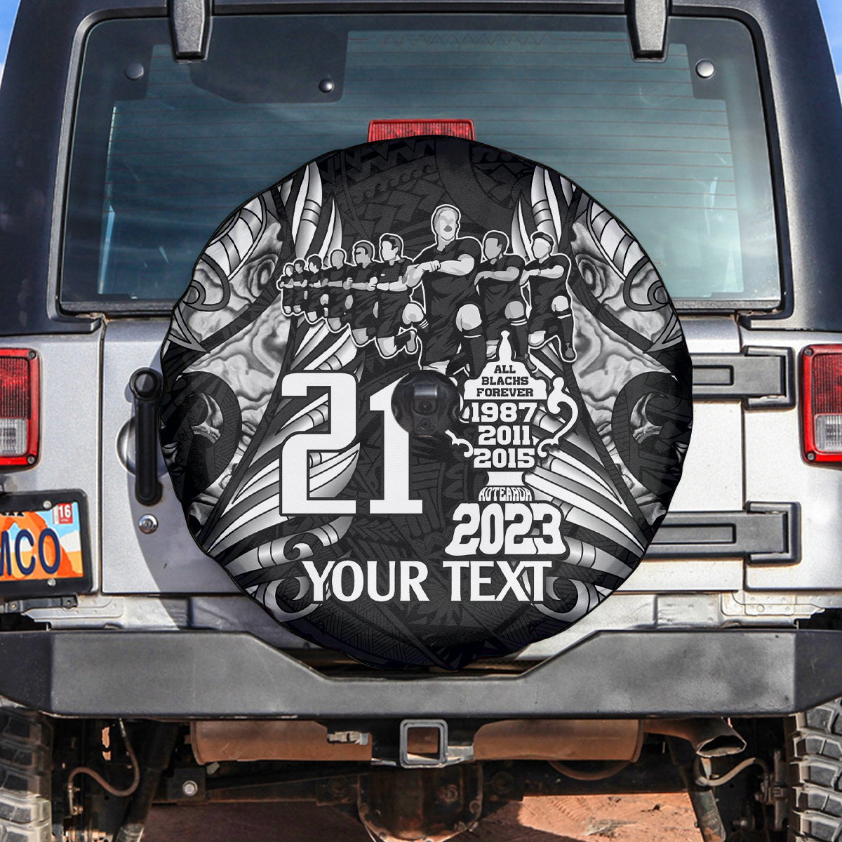 Custom New Zealand Rugby Spare Tire Cover Black Haka Dance With NZ Champions History - Vibe Hoodie Shop