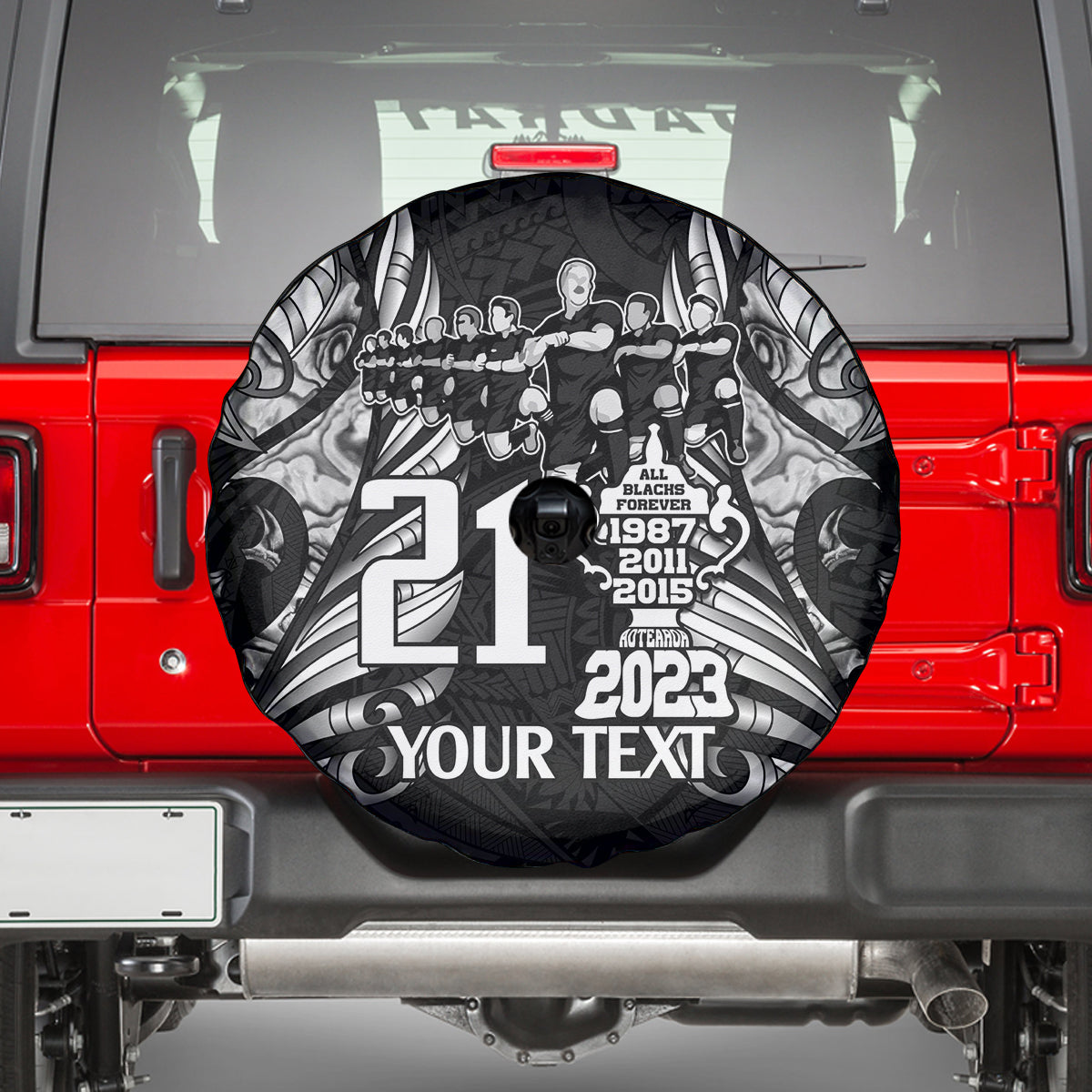 Custom New Zealand Rugby Spare Tire Cover Black Haka Dance With NZ Champions History - Vibe Hoodie Shop