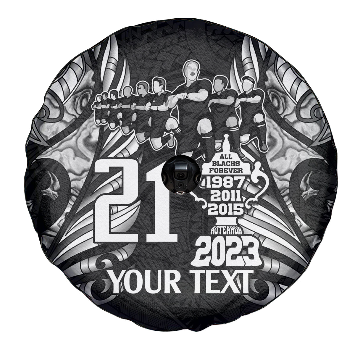 Custom New Zealand Rugby Spare Tire Cover Black Haka Dance With NZ Champions History - Vibe Hoodie Shop