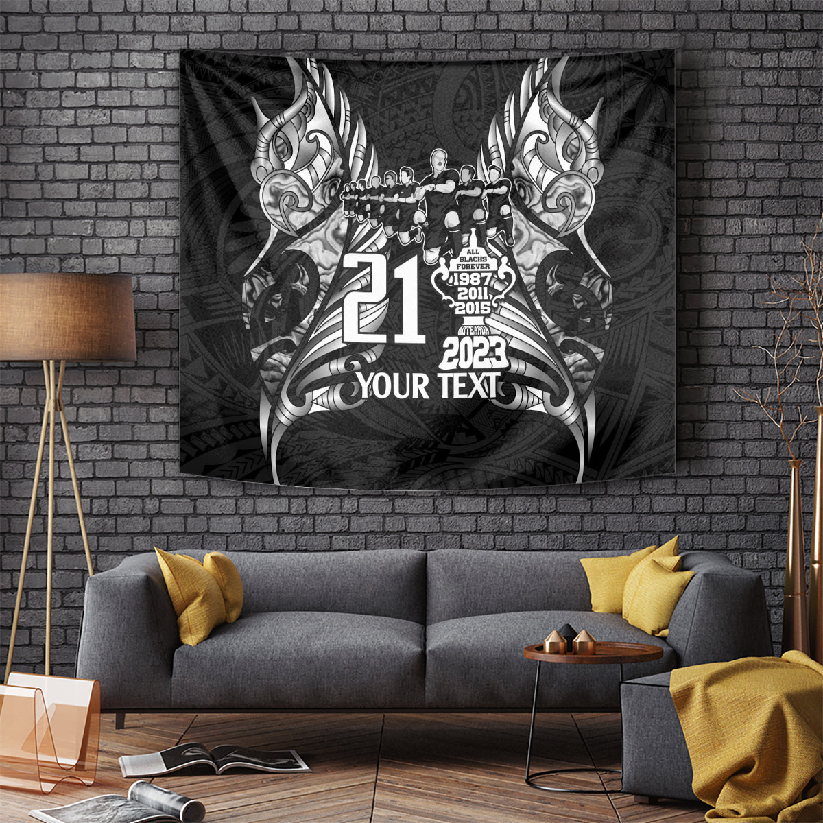 Custom New Zealand Rugby Tapestry Black Haka Dance With NZ Champions History - Vibe Hoodie Shop