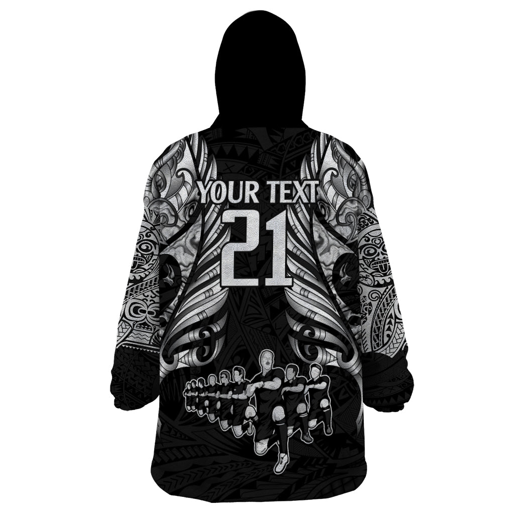 Custom New Zealand Rugby Wearable Blanket Hoodie Black Haka Dance With NZ Champions History - Vibe Hoodie Shop