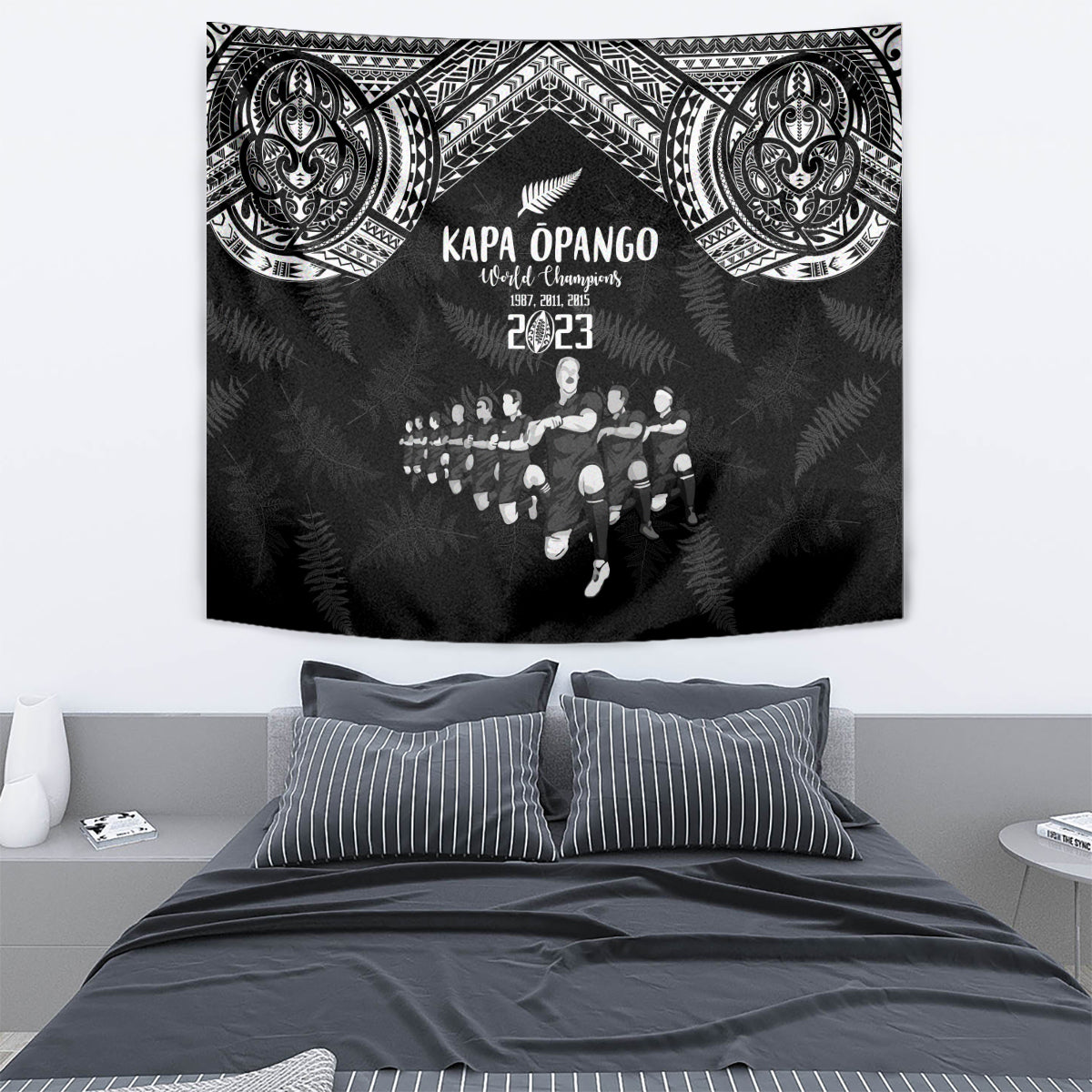 NZ Rugby Tapestry Kapa Opango Maori Haka With Years of The All Black Champions - Vibe Hoodie Shop