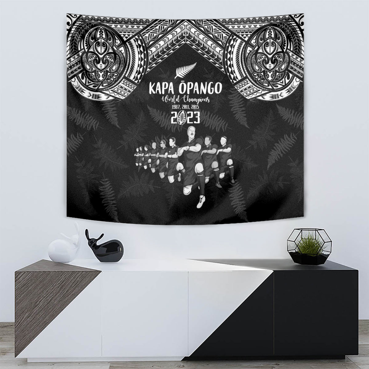 NZ Rugby Tapestry Kapa Opango Maori Haka With Years of The All Black Champions - Vibe Hoodie Shop