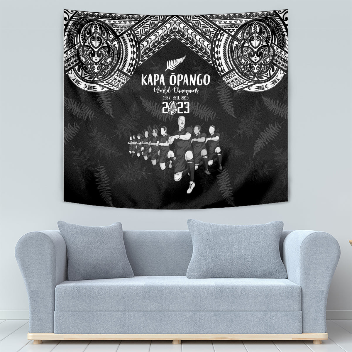 NZ Rugby Tapestry Kapa Opango Maori Haka With Years of The All Black Champions - Vibe Hoodie Shop