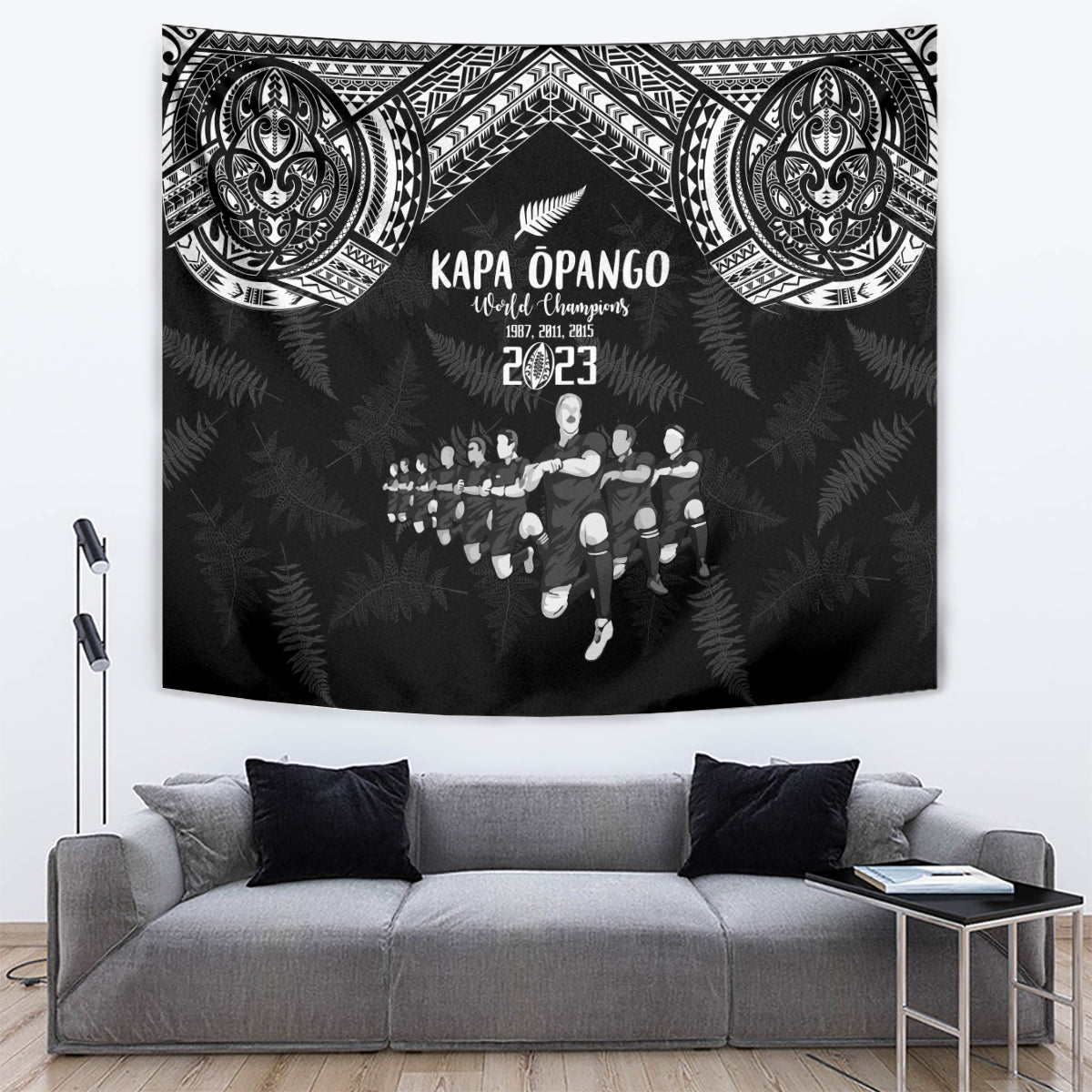 NZ Rugby Tapestry Kapa Opango Maori Haka With Years of The All Black Champions - Vibe Hoodie Shop