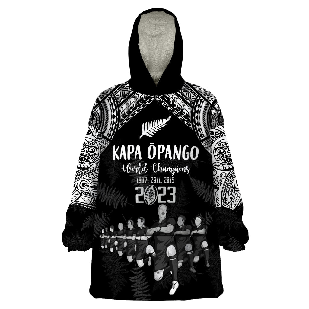 NZ Rugby Wearable Blanket Hoodie Kapa Opango Maori Haka With Years of The All Black Champions - Vibe Hoodie Shop