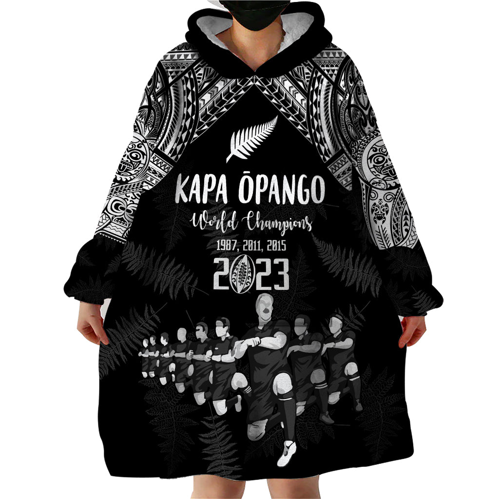 NZ Rugby Wearable Blanket Hoodie Kapa Opango Maori Haka With Years of The All Black Champions - Vibe Hoodie Shop