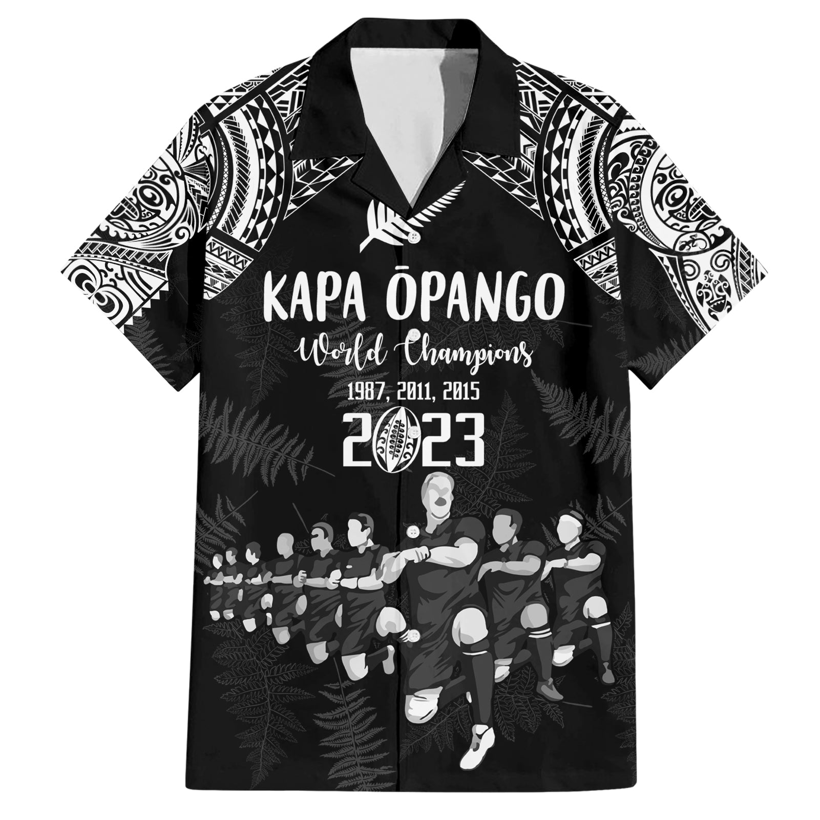 Custom NZ Rugby Hawaiian Shirt Kapa Opango Maori Haka With Years of The All Black Champions - Vibe Hoodie Shop