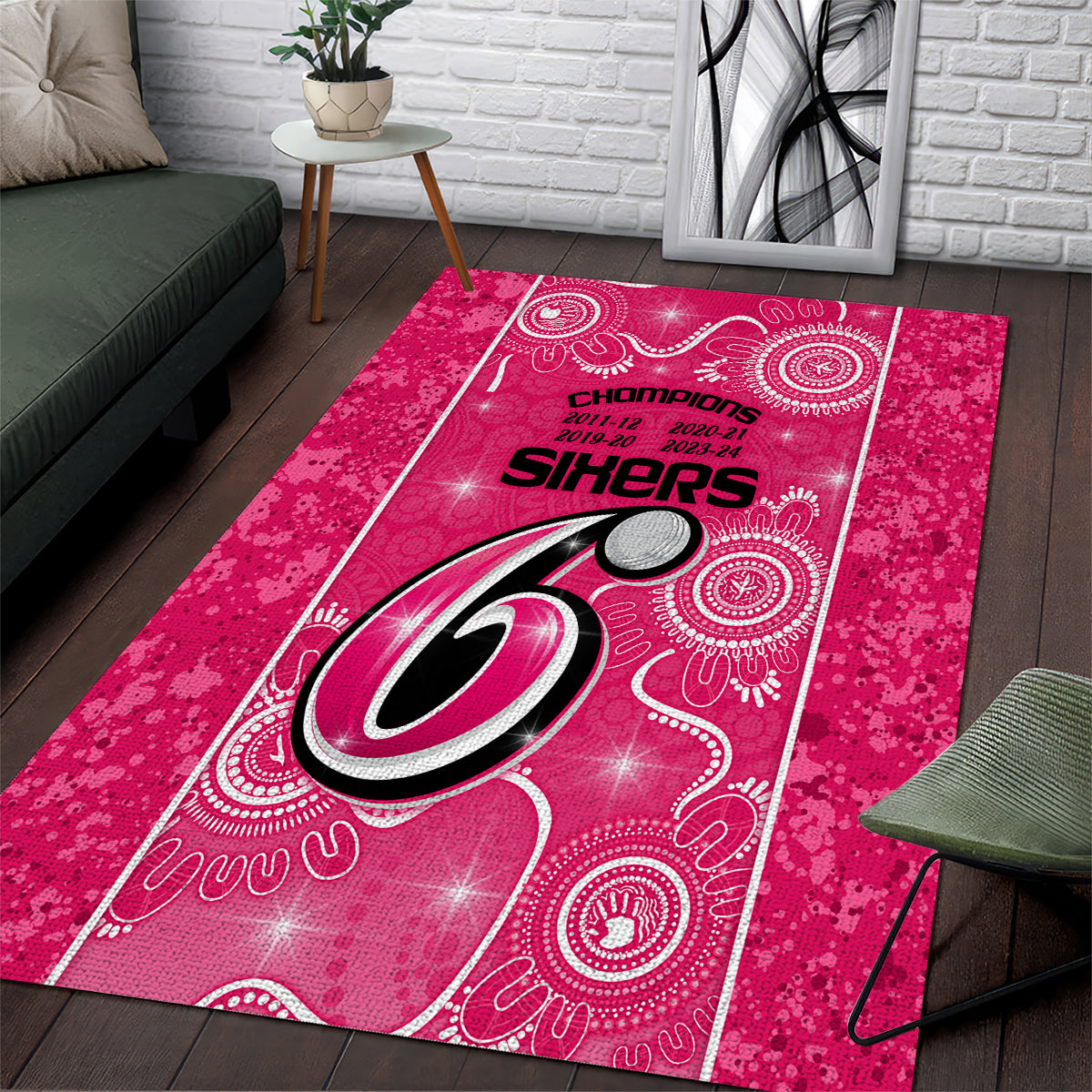 Custom Sydney Sixers Cricket Area Rug The Fourth Time Champions Aboriginal - Vibe Hoodie Shop