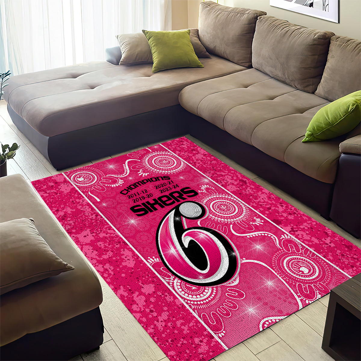 Custom Sydney Sixers Cricket Area Rug The Fourth Time Champions Aboriginal - Vibe Hoodie Shop