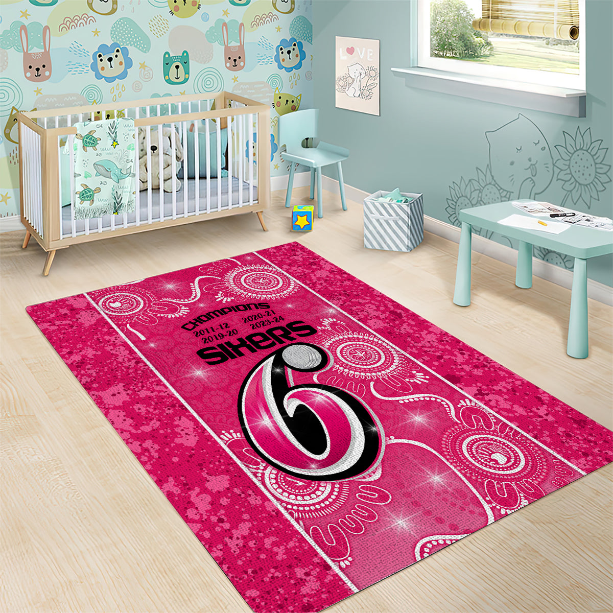 Custom Sydney Sixers Cricket Area Rug The Fourth Time Champions Aboriginal - Vibe Hoodie Shop