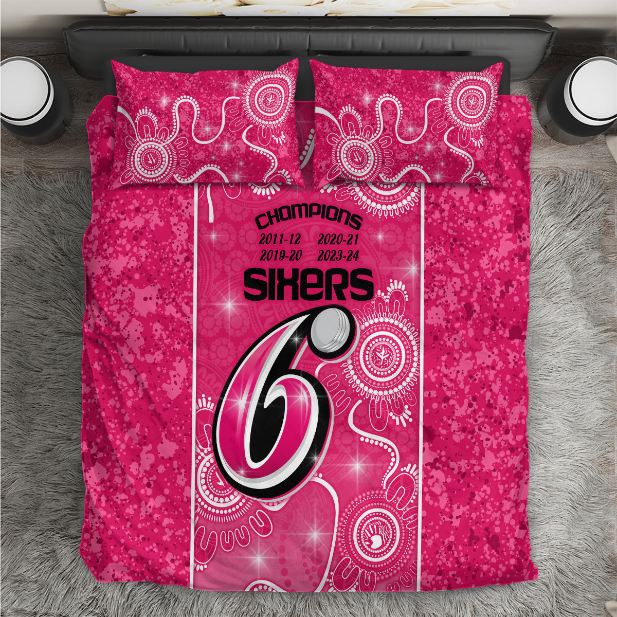 Custom Sydney Sixers Cricket Bedding Set The Fourth Time Champions Aboriginal - Vibe Hoodie Shop
