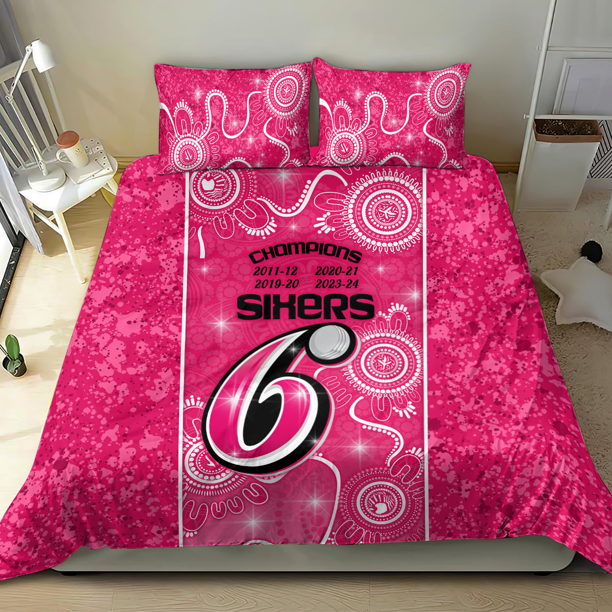 Custom Sydney Sixers Cricket Bedding Set The Fourth Time Champions Aboriginal - Vibe Hoodie Shop