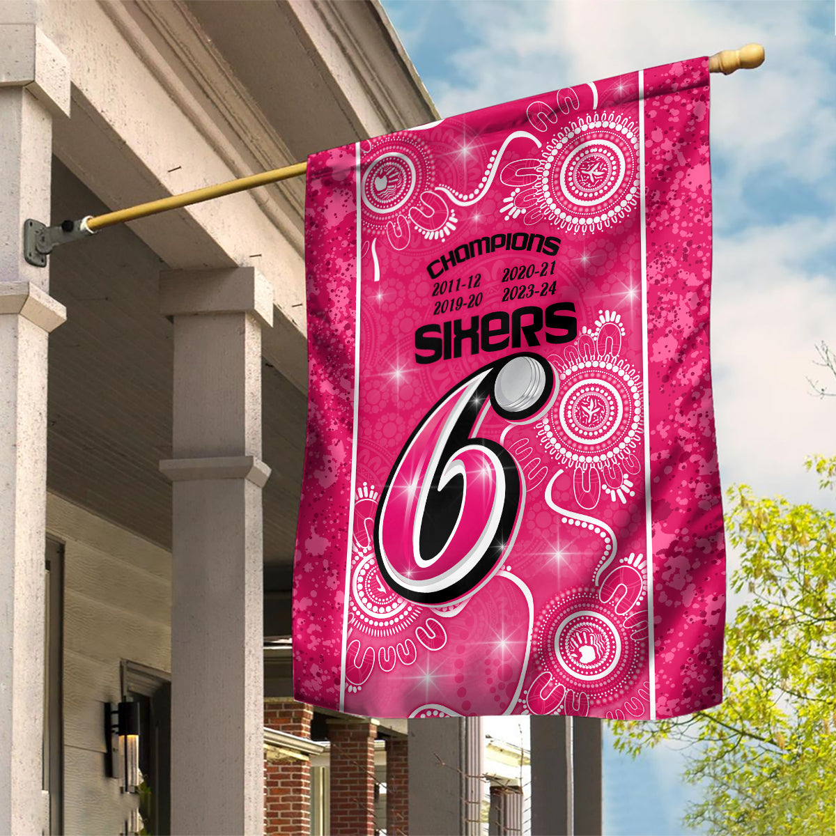 Custom Sydney Sixers Cricket Garden Flag The Fourth Time Champions Aboriginal - Vibe Hoodie Shop