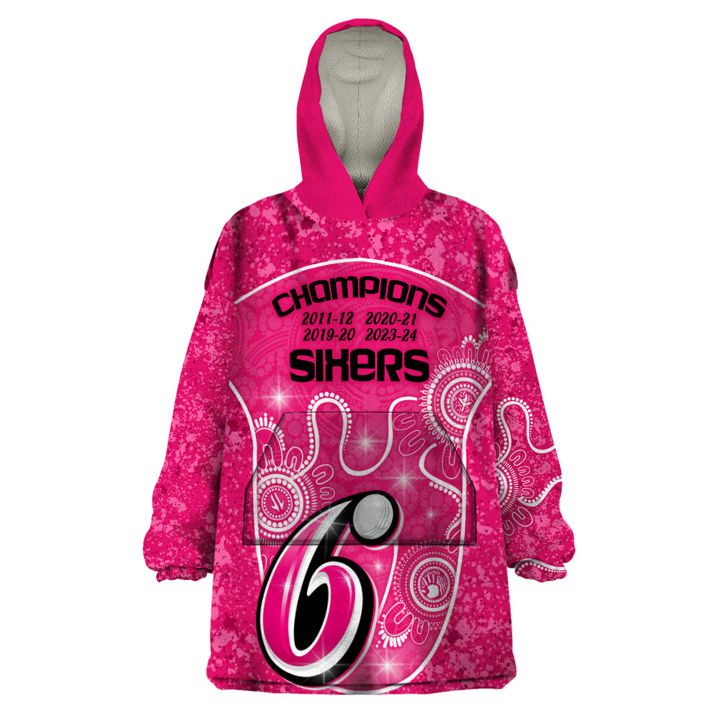 Custom Sydney Sixers Cricket Wearable Blanket Hoodie The Fourth Time Champions Aboriginal - Vibe Hoodie Shop