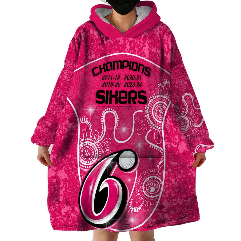 Custom Sydney Sixers Cricket Wearable Blanket Hoodie The Fourth Time Champions Aboriginal - Vibe Hoodie Shop