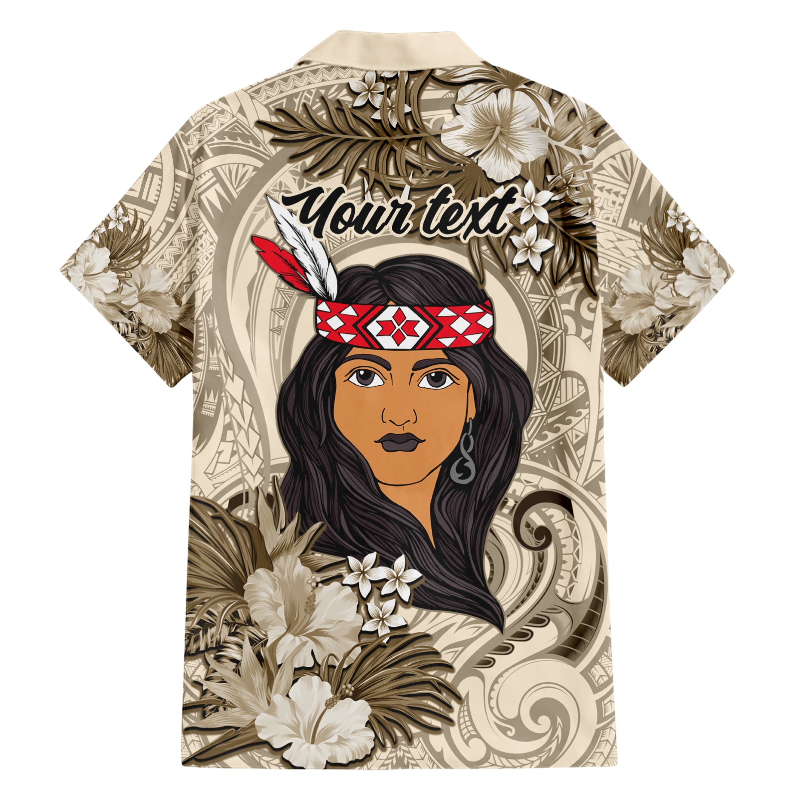 Personalized New Zealand Women's Day Hawaiian Shirt Maori Girl Feathers of Hope - Beige - Vibe Hoodie Shop