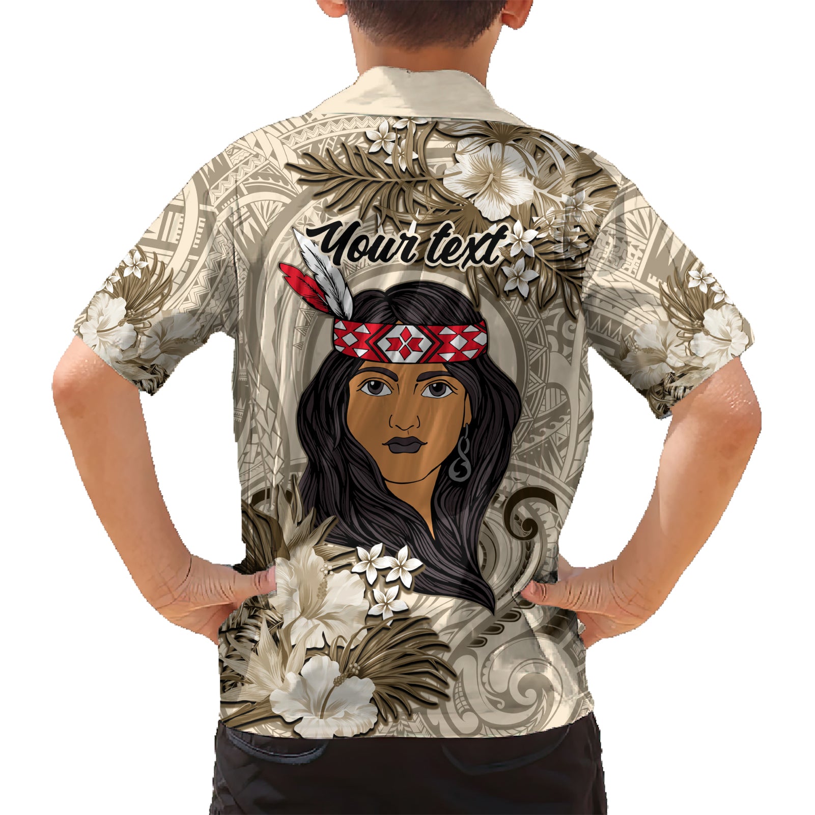 Personalized New Zealand Women's Day Hawaiian Shirt Maori Girl Feathers of Hope - Beige - Vibe Hoodie Shop