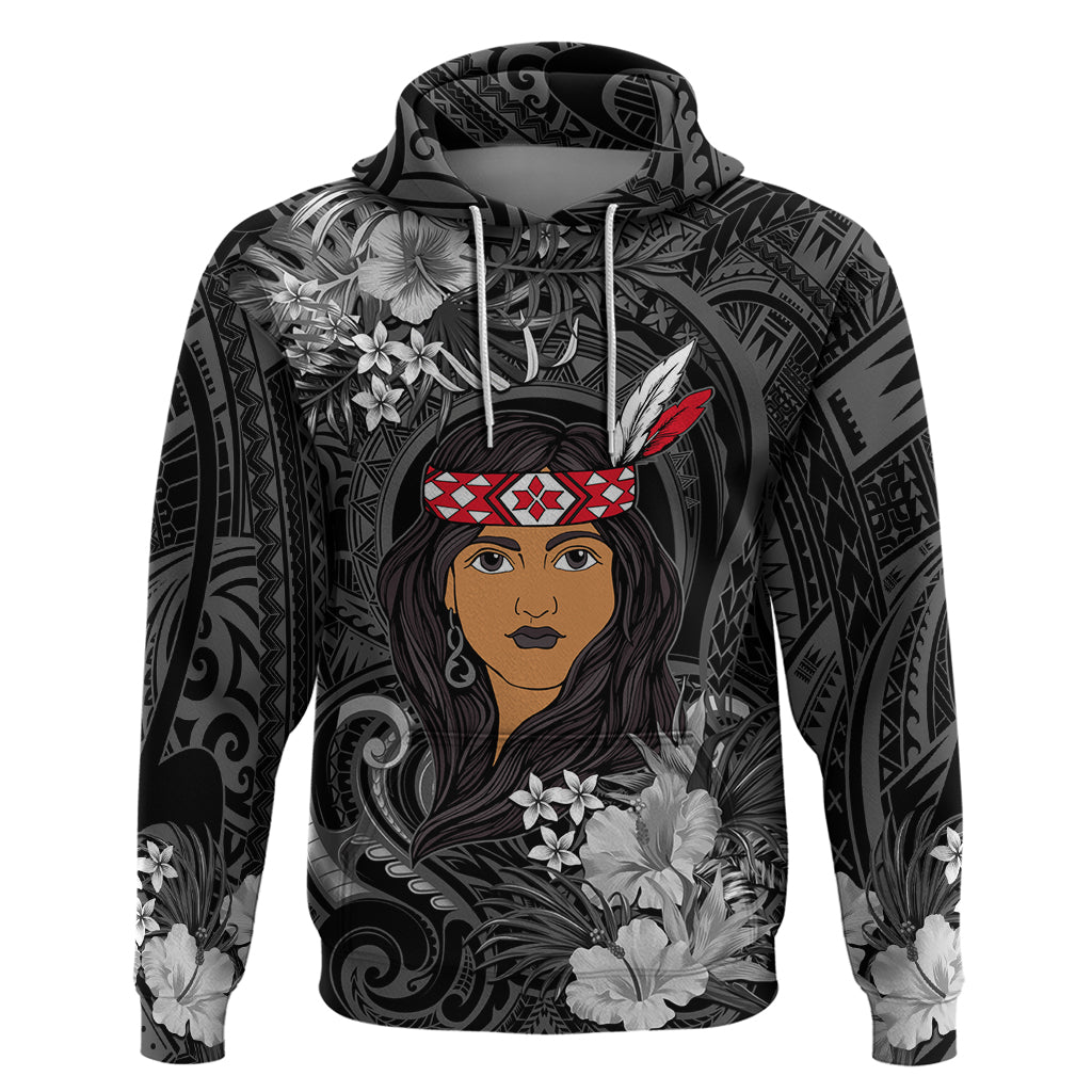 New Zealand Custom Women's Day Hoodie Maori Girl Feathers of Hope - Black LT9 - Vibe Hoodie Shop