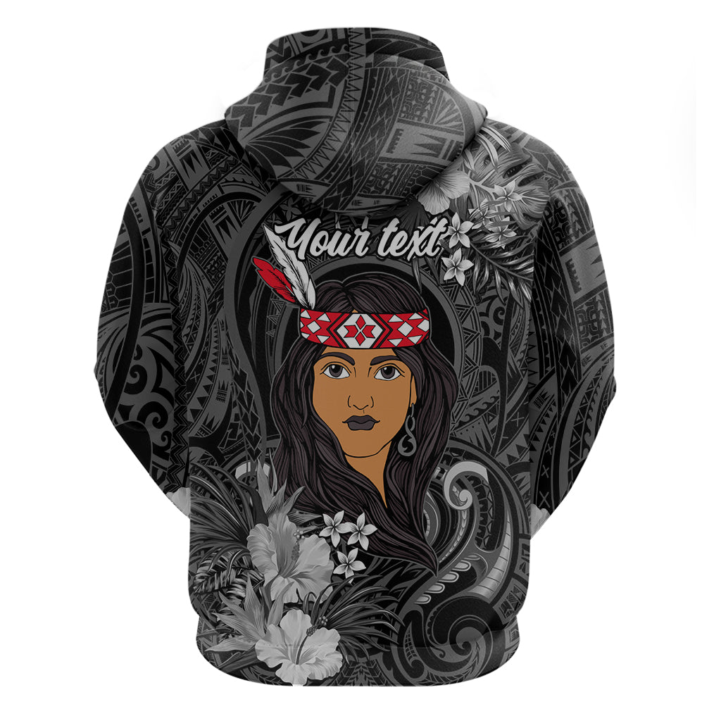 New Zealand Custom Women's Day Hoodie Maori Girl Feathers of Hope - Black LT9 - Vibe Hoodie Shop