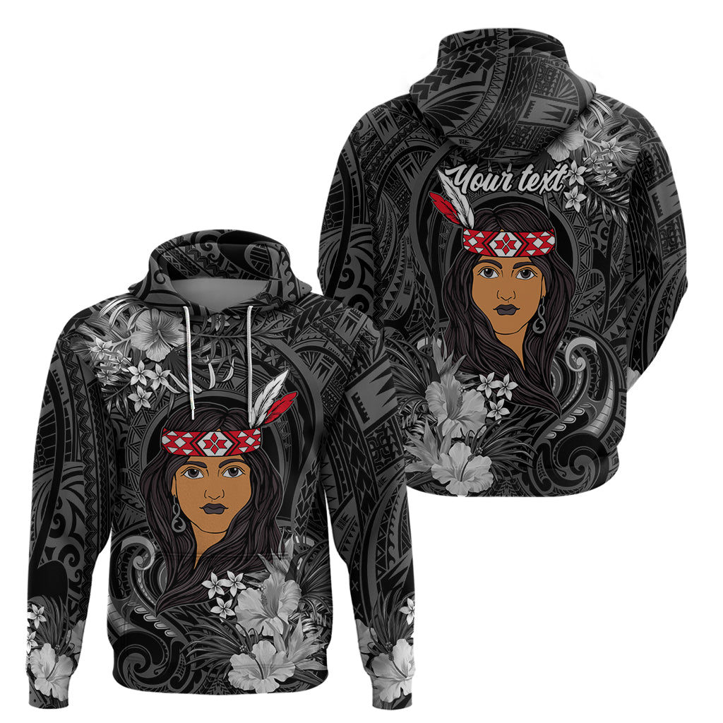 New Zealand Custom Women's Day Hoodie Maori Girl Feathers of Hope - Black LT9 - Vibe Hoodie Shop