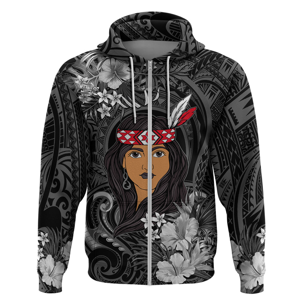 New Zealand Custom Women's Day Hoodie Maori Girl Feathers of Hope - Black LT9 - Vibe Hoodie Shop