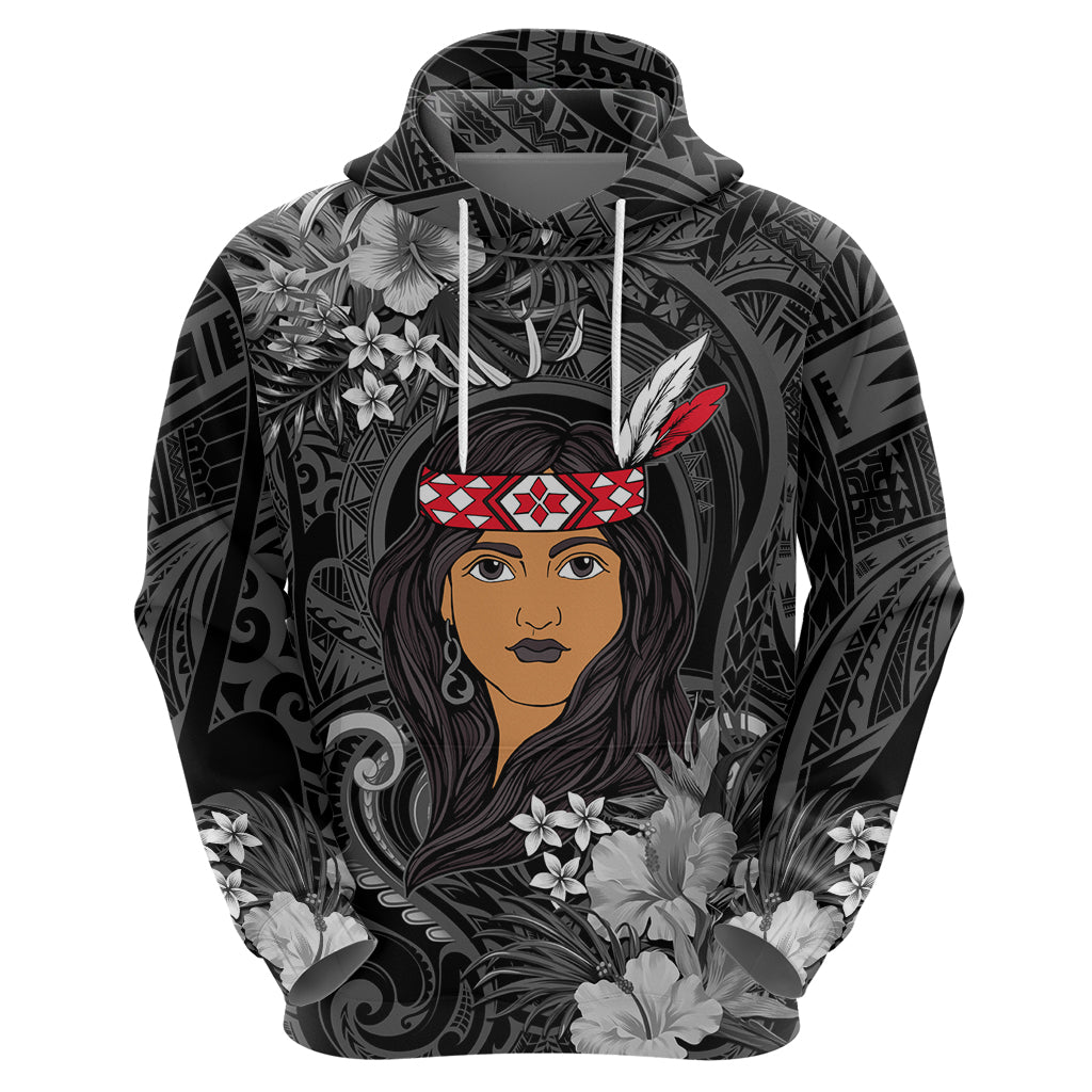 New Zealand Custom Women's Day Hoodie Maori Girl Feathers of Hope - Black LT9 - Vibe Hoodie Shop