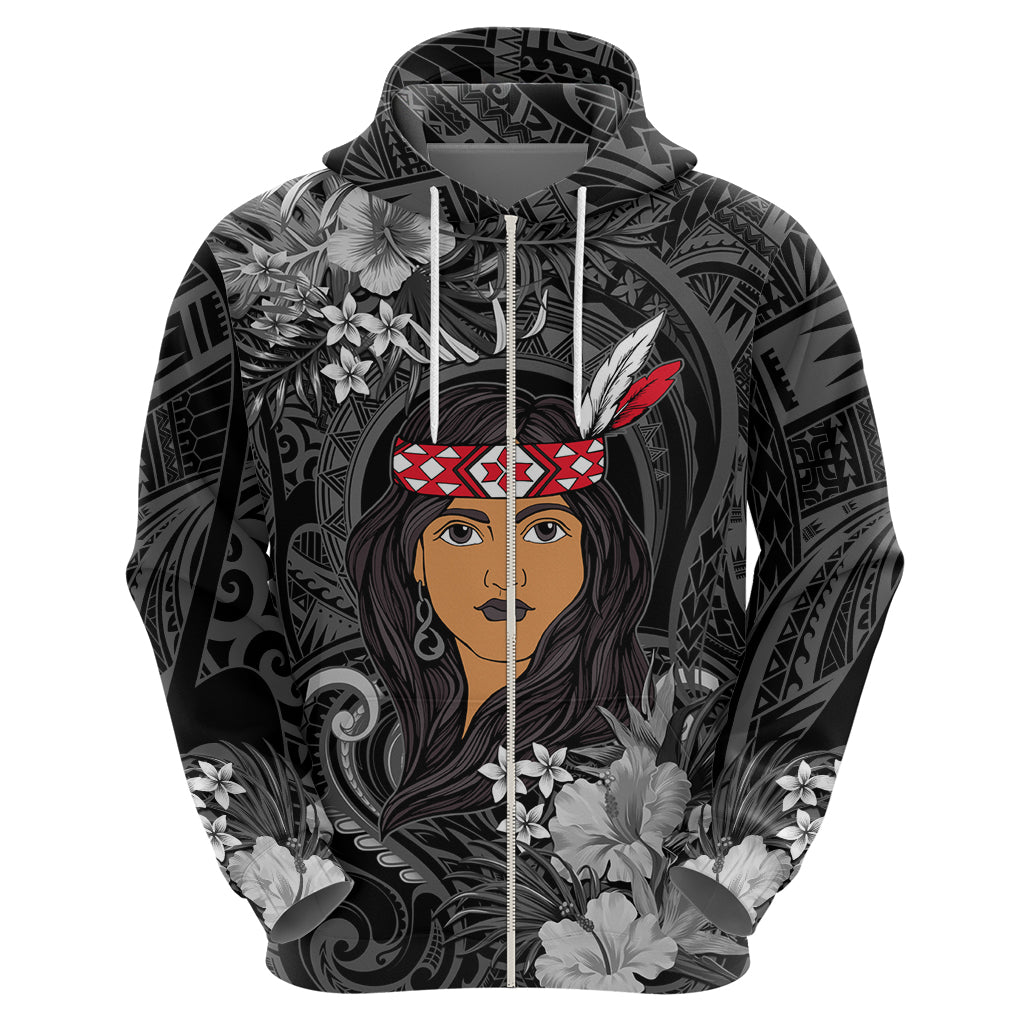 New Zealand Custom Women's Day Hoodie Maori Girl Feathers of Hope - Black LT9 - Vibe Hoodie Shop