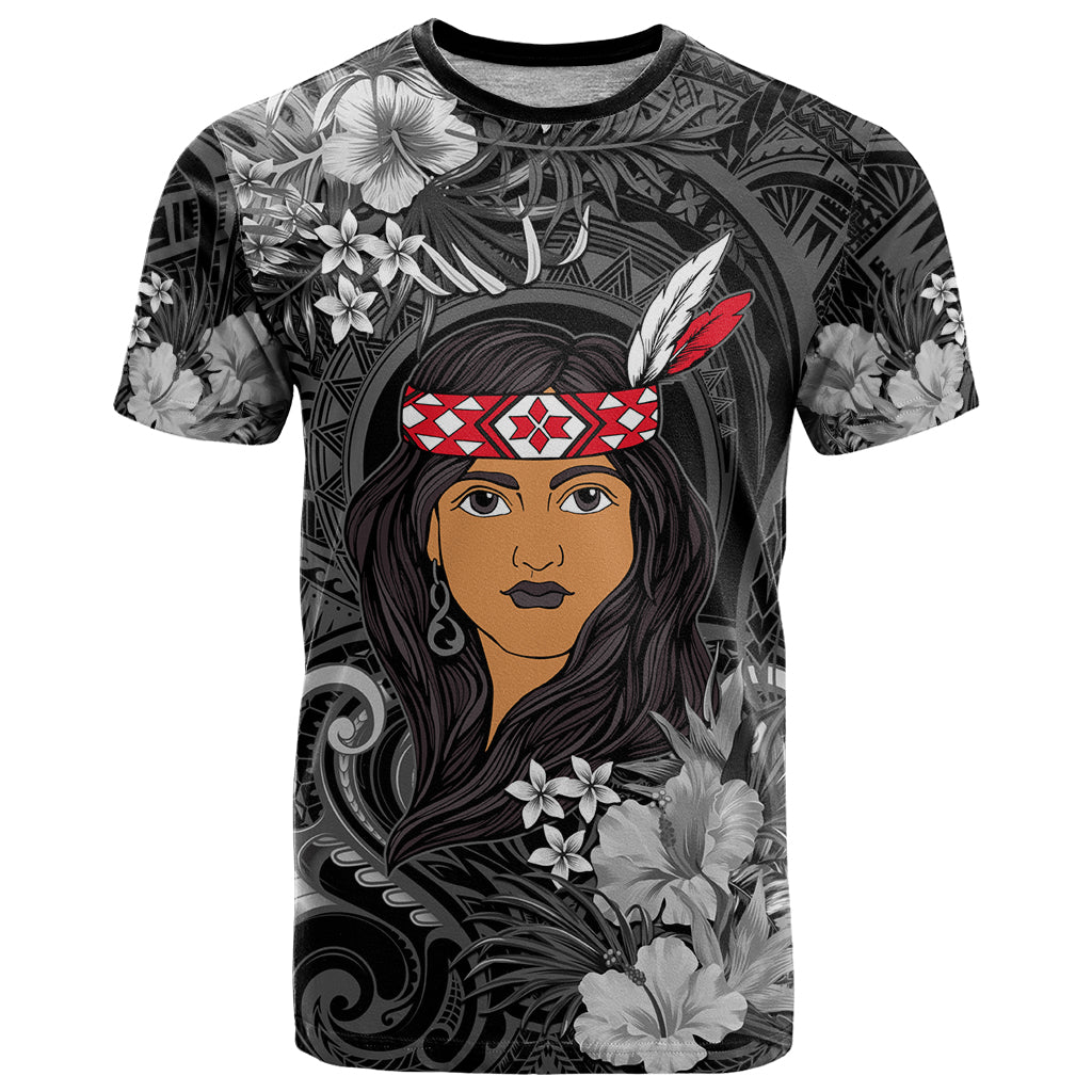 New Zealand Custom Women's Day T Shirt Maori Girl Feathers of Hope - Black LT9 - Vibe Hoodie Shop