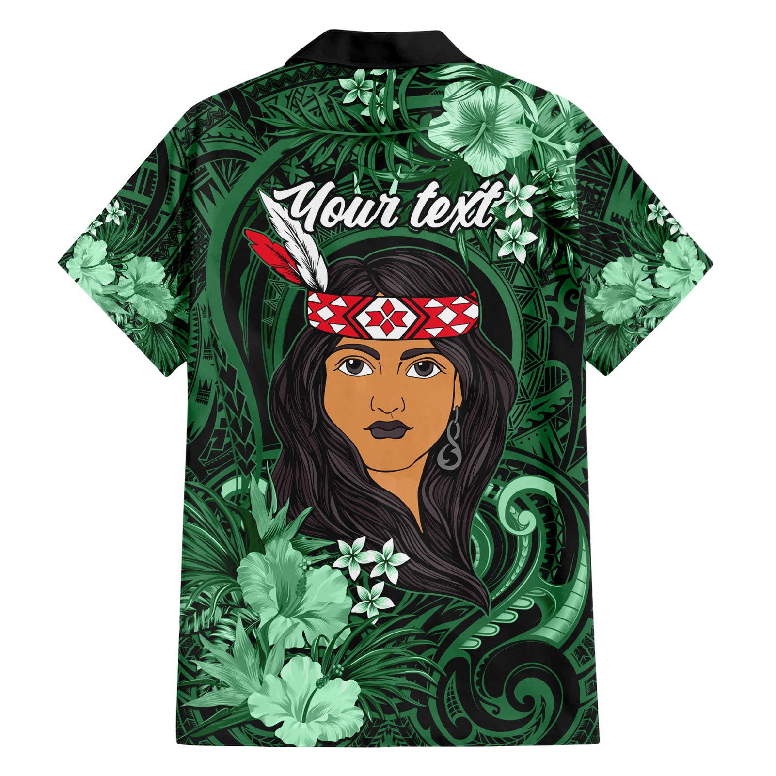 New Zealand Custom Women's Day Hawaiian Shirt Maori Girl Feathers of Hope - Green - Vibe Hoodie Shop