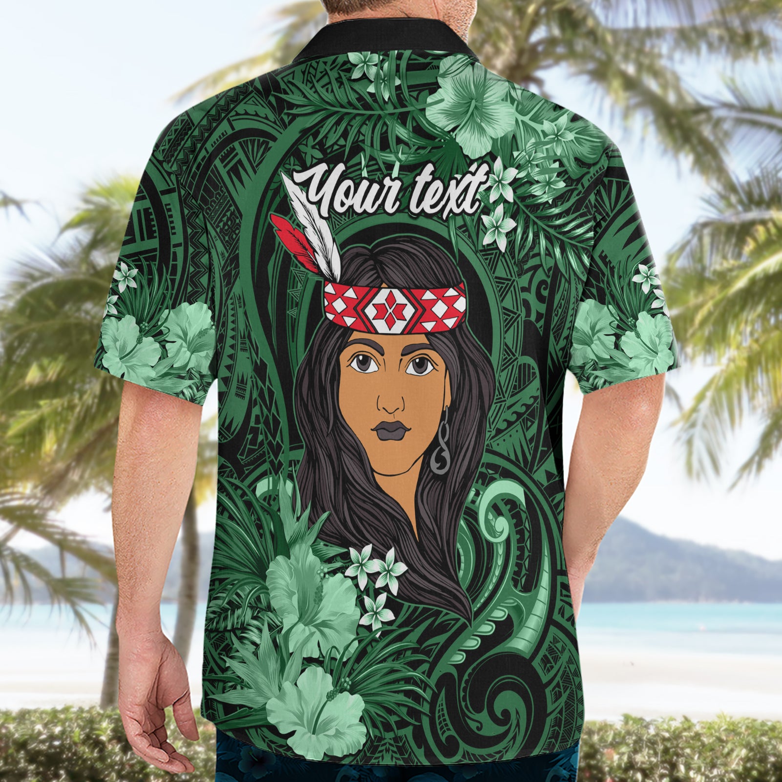 New Zealand Custom Women's Day Hawaiian Shirt Maori Girl Feathers of Hope - Green - Vibe Hoodie Shop