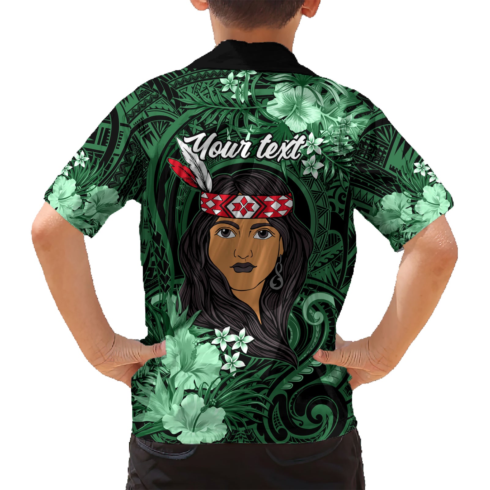 New Zealand Custom Women's Day Hawaiian Shirt Maori Girl Feathers of Hope - Green - Vibe Hoodie Shop