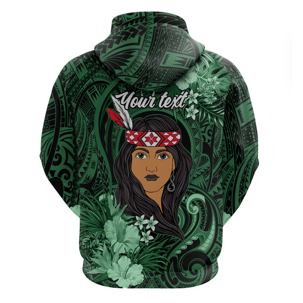 New Zealand Custom Women's Day Hoodie Maori Girl Feathers of Hope - Green LT9 - Vibe Hoodie Shop