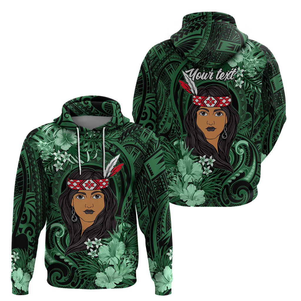 New Zealand Custom Women's Day Hoodie Maori Girl Feathers of Hope - Green LT9 - Vibe Hoodie Shop