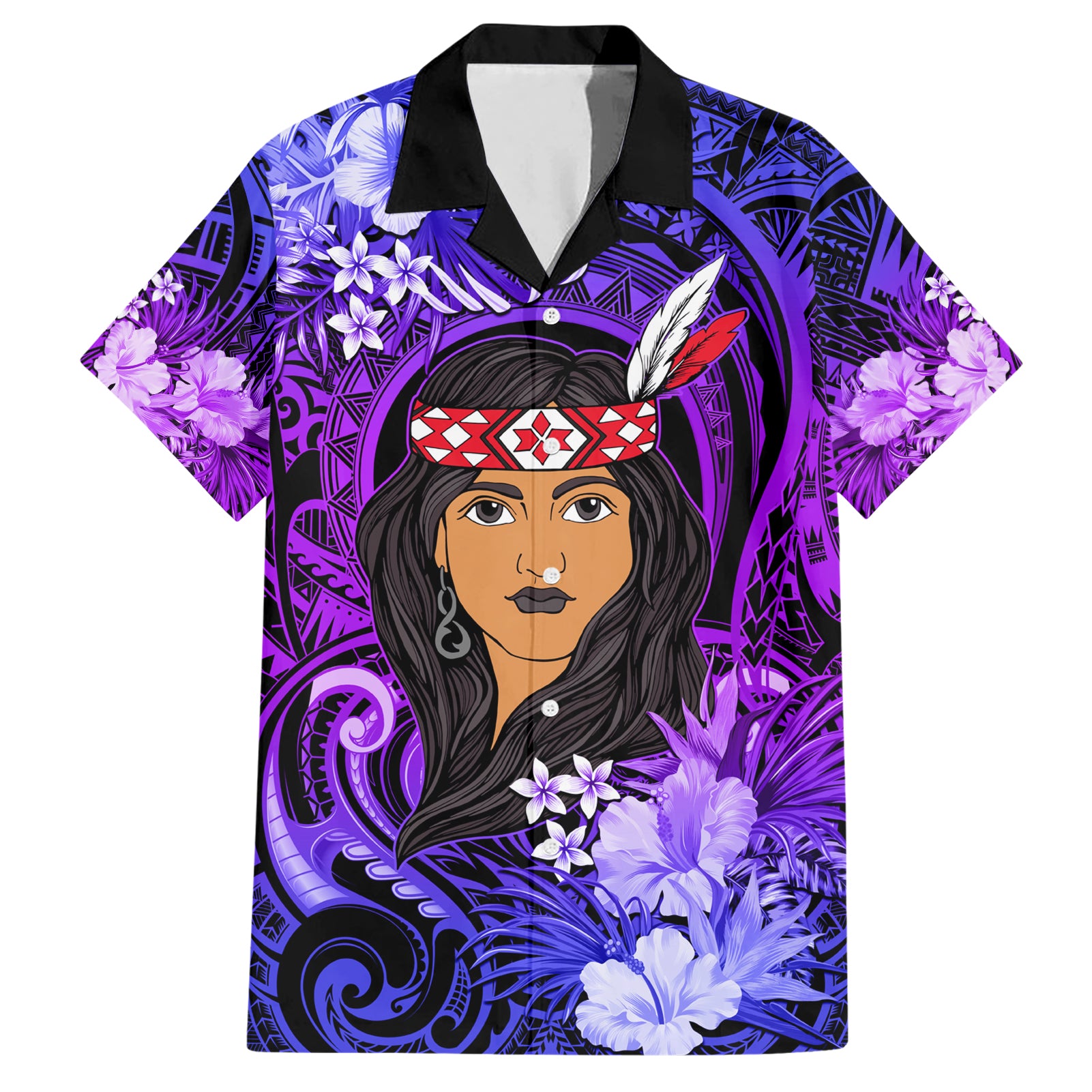 New Zealand Custom Women's Day Hawaiian Shirt Maori Girl Feathers of Hope - Purple - Vibe Hoodie Shop