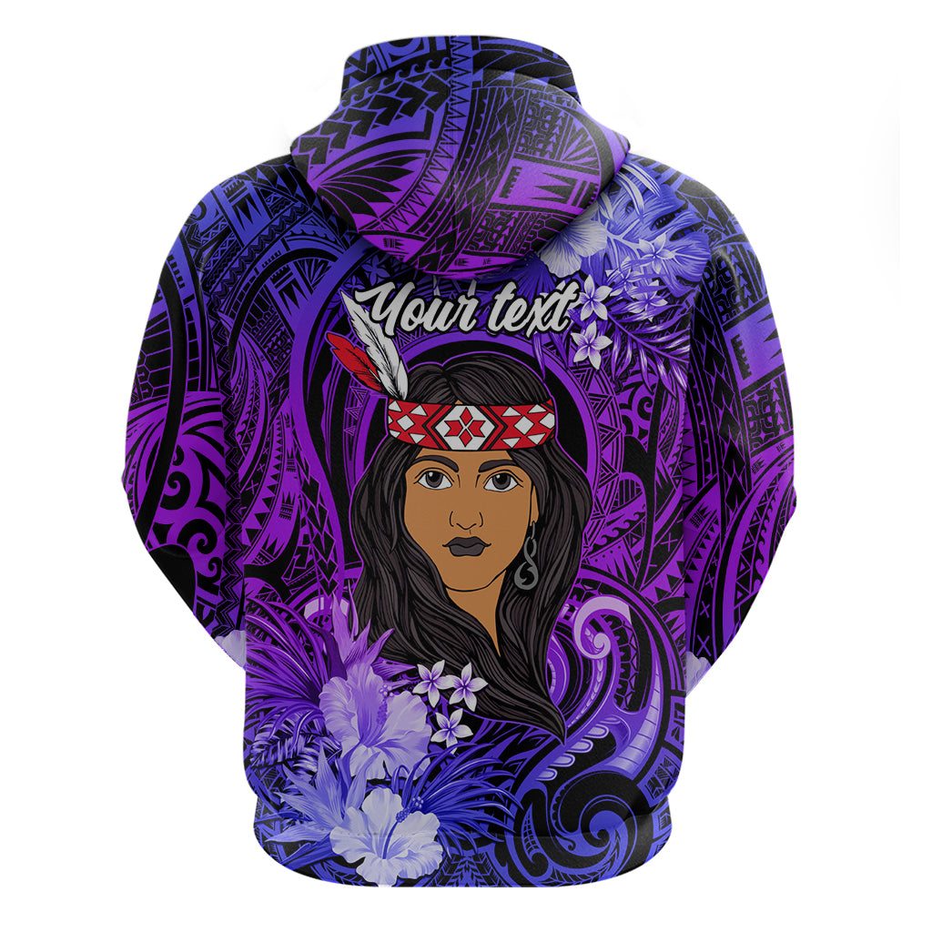New Zealand Custom Women's Day Hoodie Maori Girl Feathers of Hope - Purple LT9 - Vibe Hoodie Shop