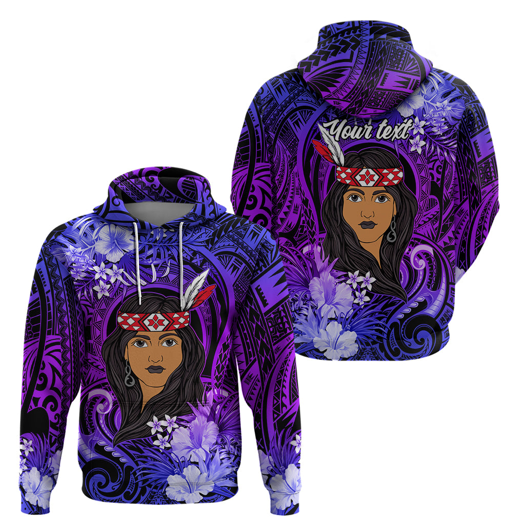 New Zealand Custom Women's Day Hoodie Maori Girl Feathers of Hope - Purple LT9 - Vibe Hoodie Shop