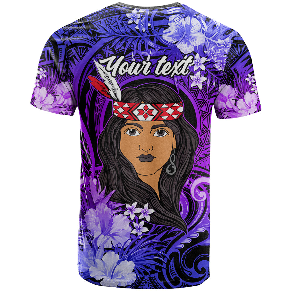 New Zealand Custom Women's Day T Shirt Maori Girl Feathers of Hope - Purple LT9 - Vibe Hoodie Shop