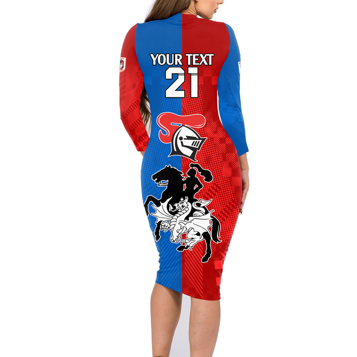 NRL Dragons and Knights Sporty Style Family Matching Long Sleeve Bodycon Dress and Hawaiian Shirt