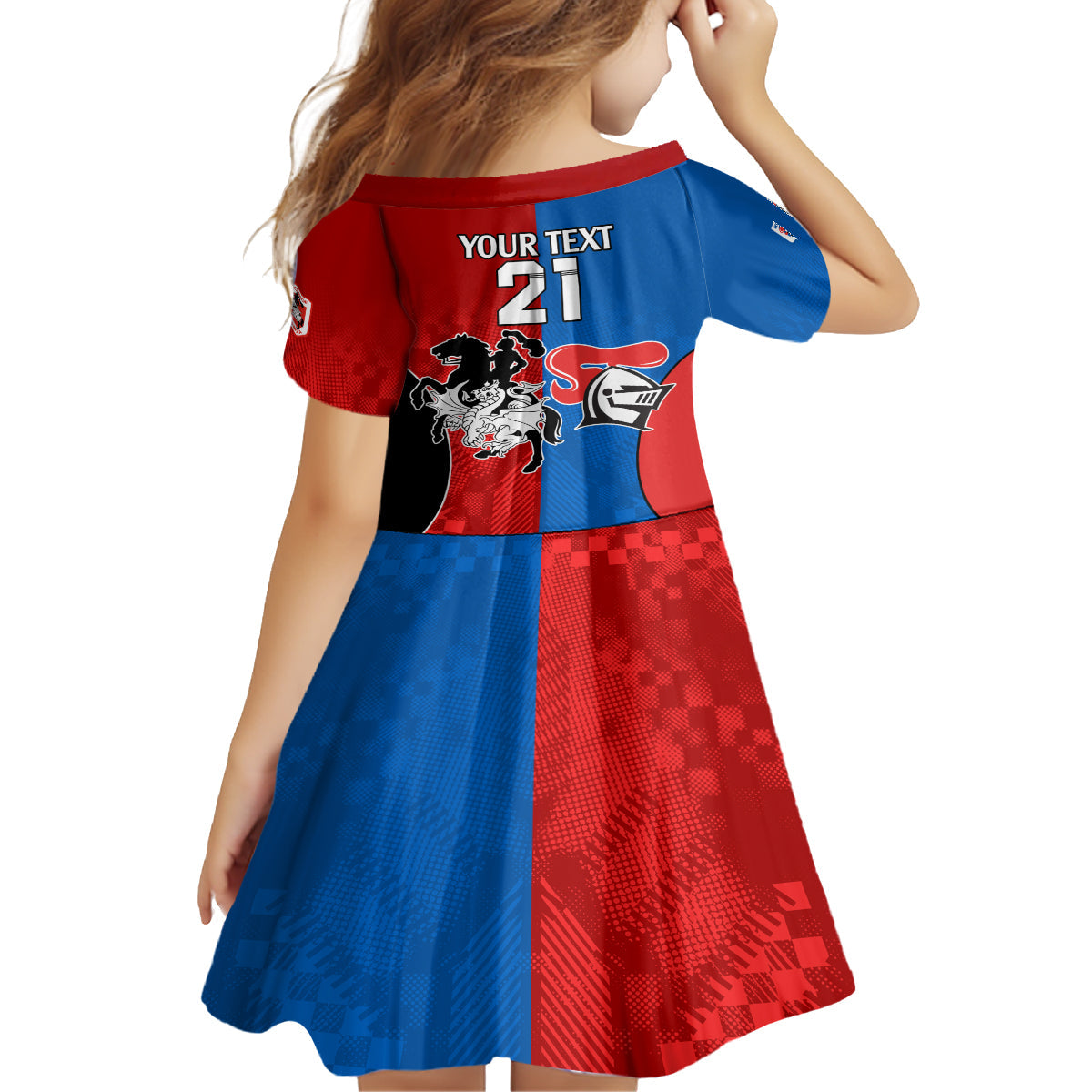 NRL Dragons and Knights Sporty Style Family Matching Off Shoulder Short Dress and Hawaiian Shirt