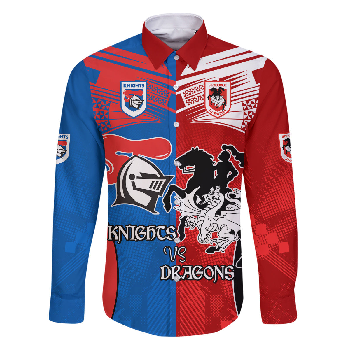 NRL Dragons and Knights Sporty Style Family Matching Puletasi and Hawaiian Shirt