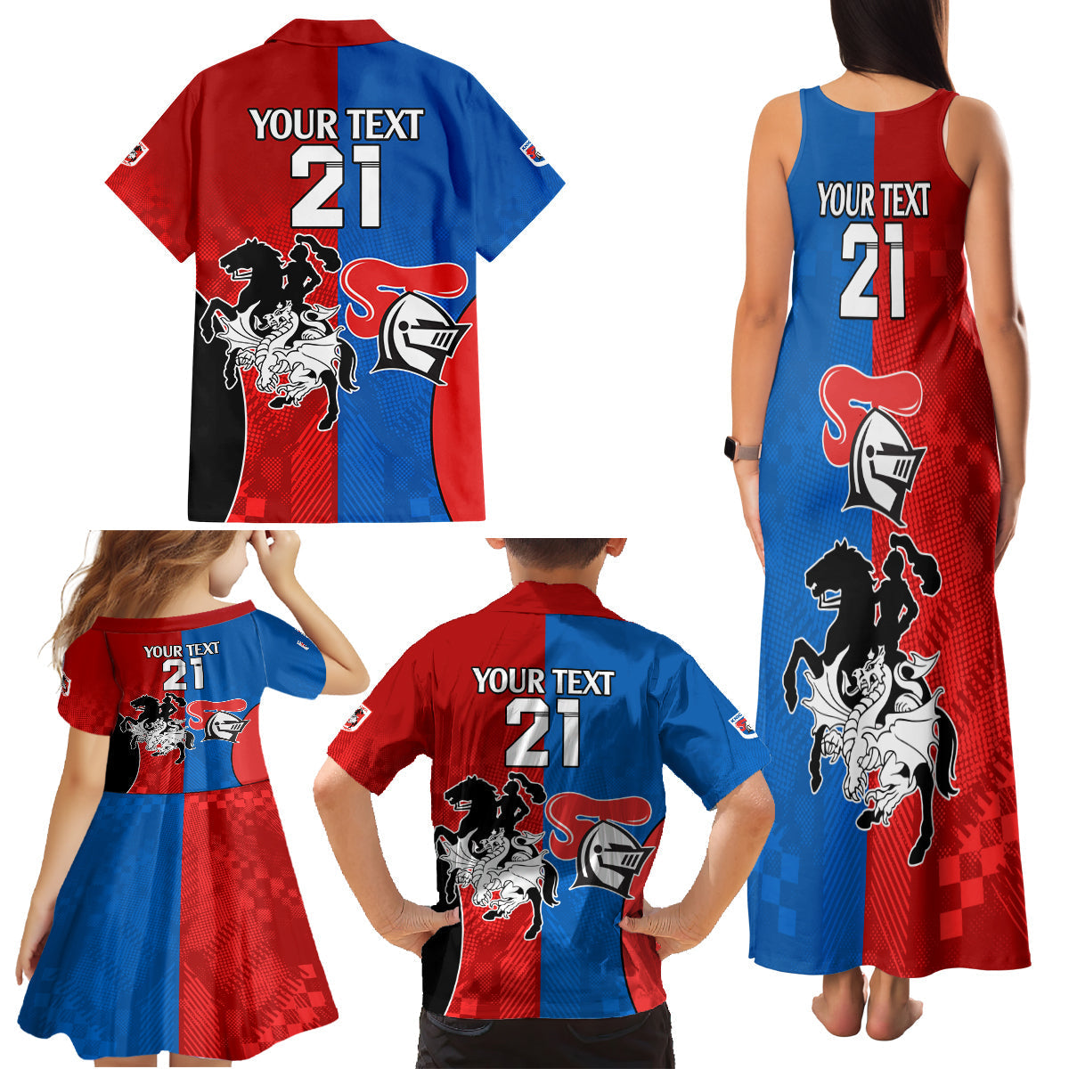 NRL Dragons and Knights Sporty Style Family Matching Tank Maxi Dress and Hawaiian Shirt