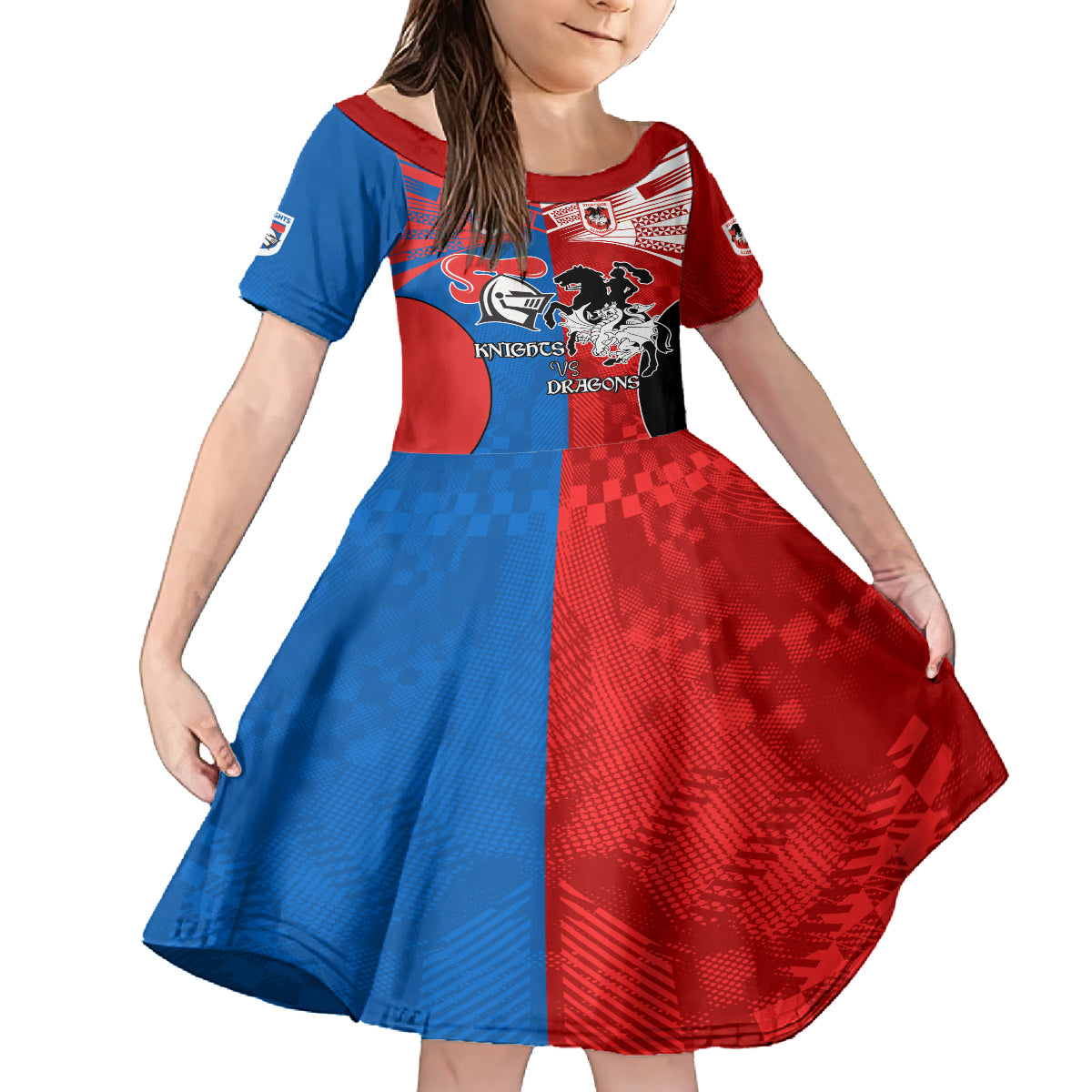 NRL Dragons and Knights Sporty Style Kid Short Sleeve Dress