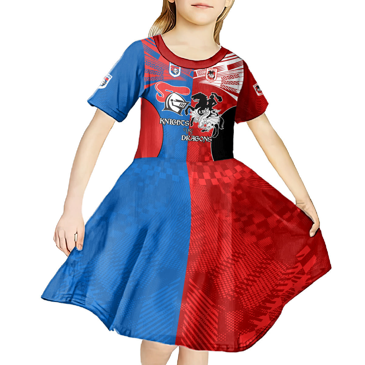 NRL Dragons and Knights Sporty Style Kid Short Sleeve Dress