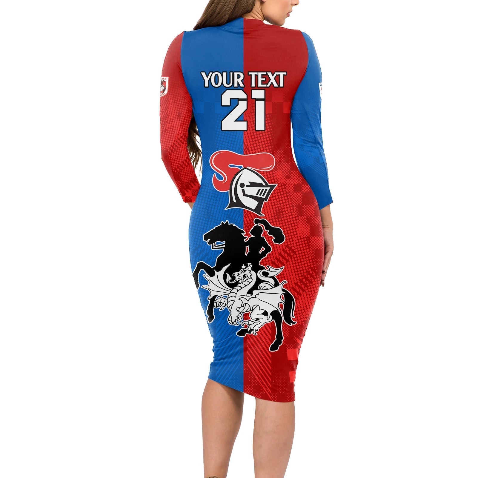 NRL Dragons and Knights Sporty Style Long Sleeve Bodycon Dress