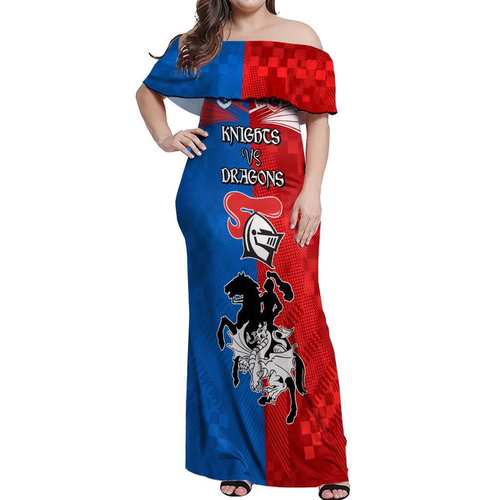 NRL Dragons and Knights Sporty Style Off Shoulder Maxi Dress