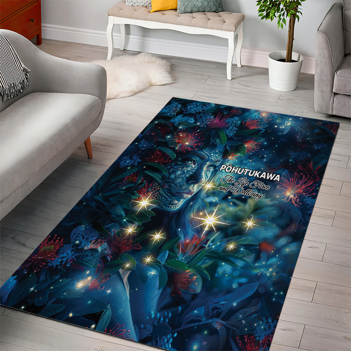 New Zealand Matariki Pohutukawa Area Rug Te Mauri te Ora - Vibe Hoodie Shop