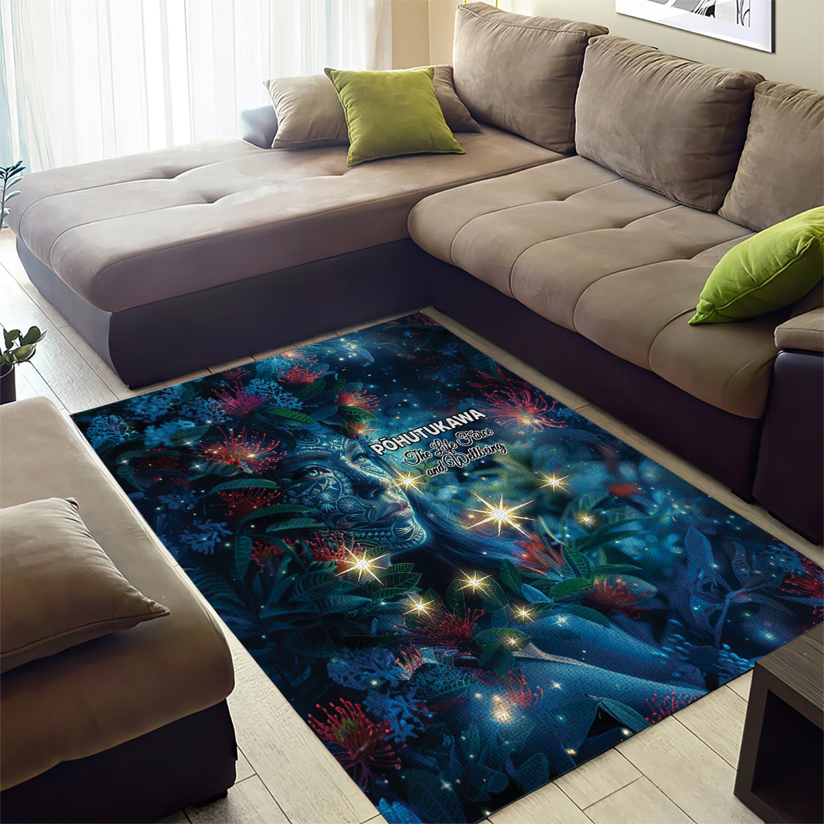 New Zealand Matariki Pohutukawa Area Rug Te Mauri te Ora - Vibe Hoodie Shop