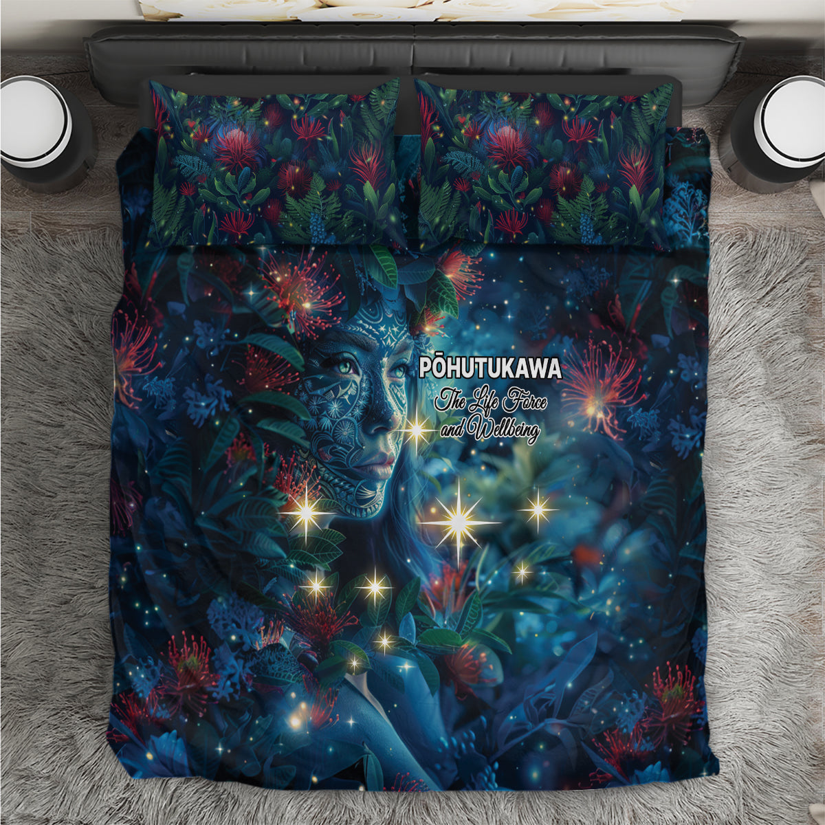 New Zealand Matariki Pohutukawa Bedding Set Te Mauri te Ora - Vibe Hoodie Shop