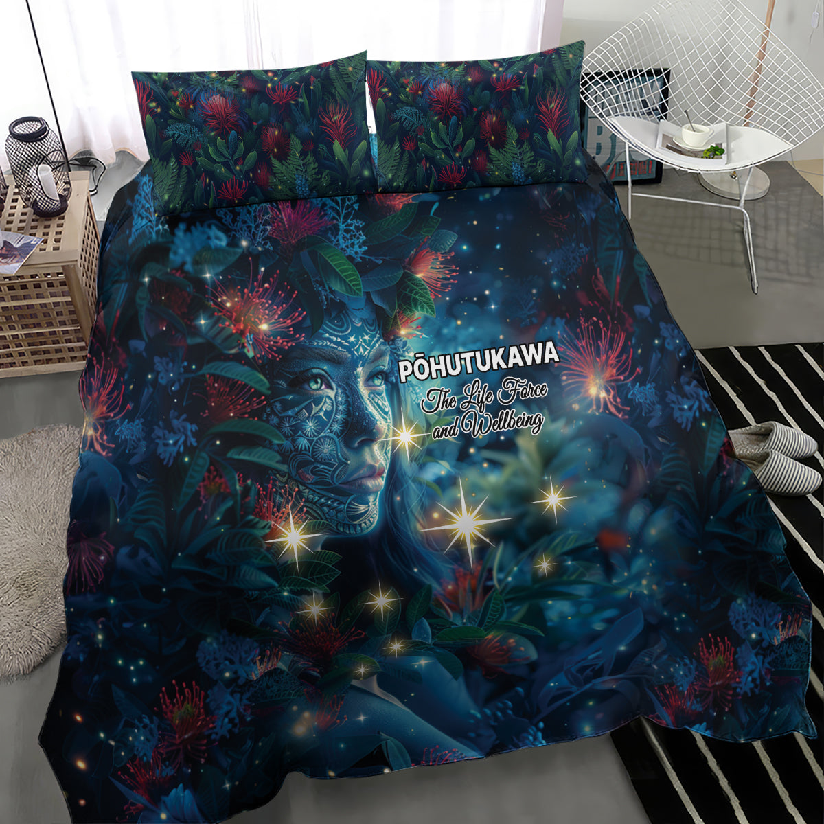 New Zealand Matariki Pohutukawa Bedding Set Te Mauri te Ora - Vibe Hoodie Shop